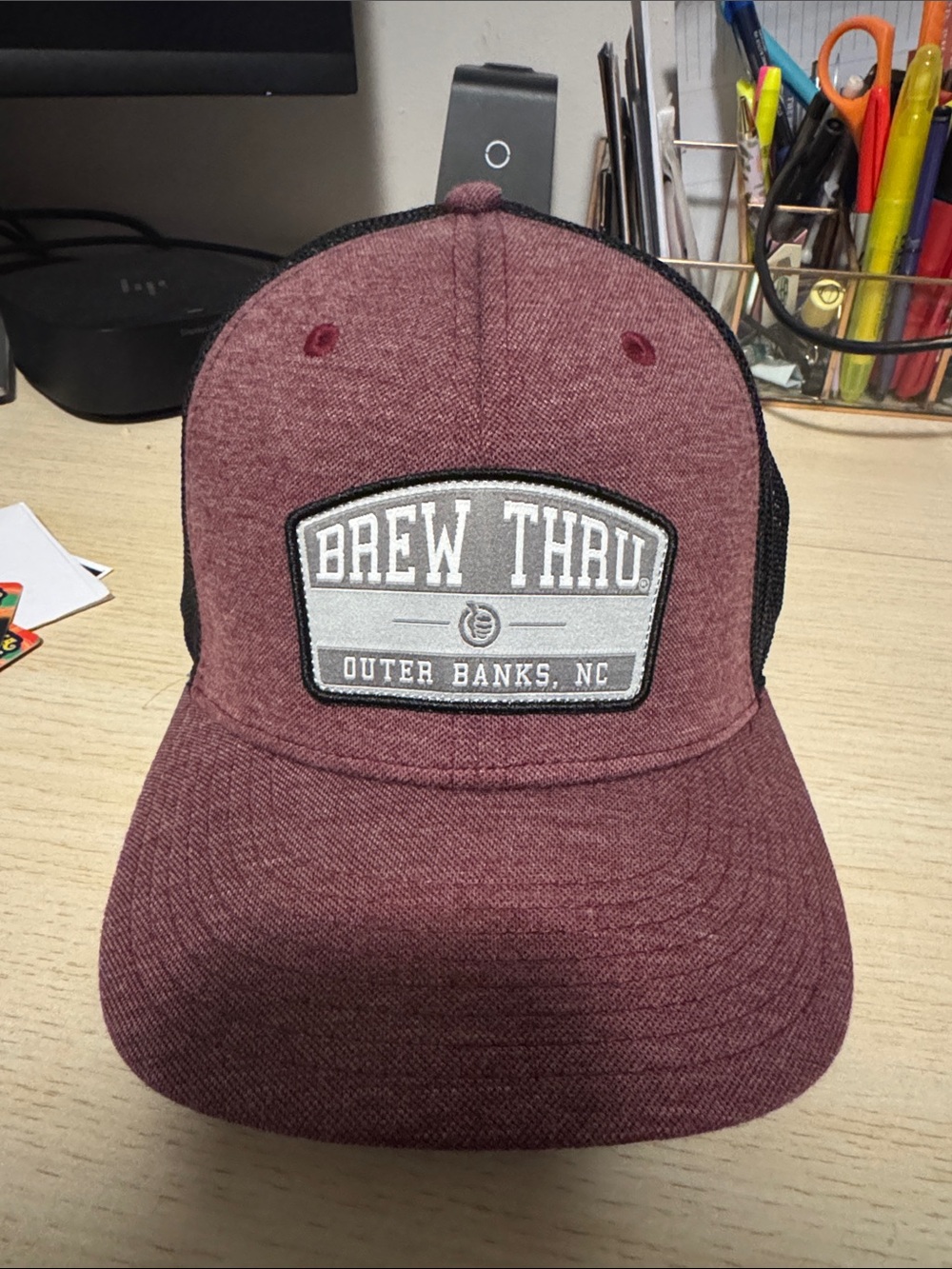 Brew Thru Outer Banks Maroon Trucker Hat